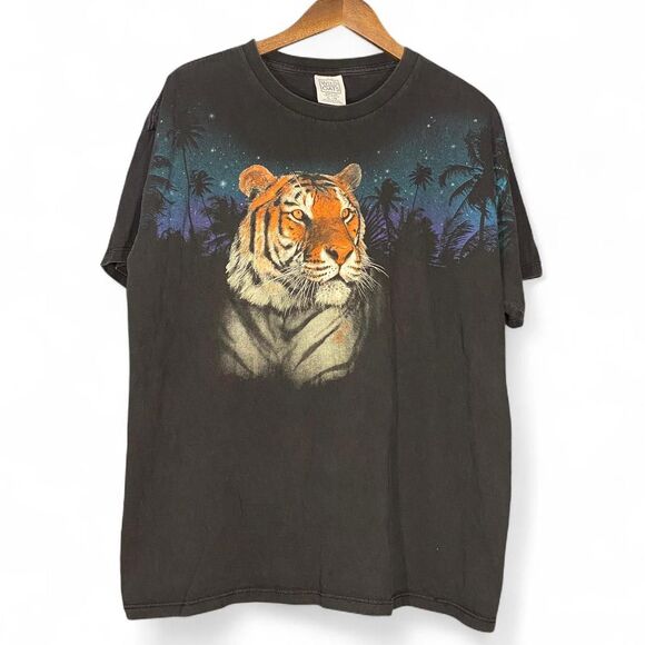 Vintage 90s Tiger AOP t shirt 1996 Wild Oats tiger - Picture 1 of 6